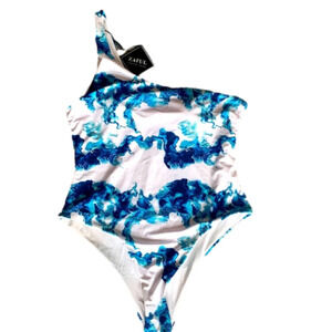 Nwt Zaful Ocean Wave Print one Shoulder One Piece Swimsuit